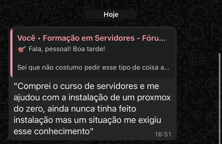 Depoimento de aluno: instalação de Proxmox do zero